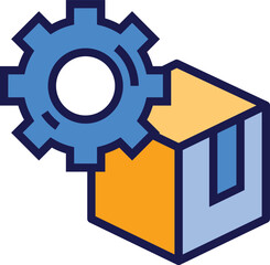 Parcel with Gear Icon.  Delivery Service Setting