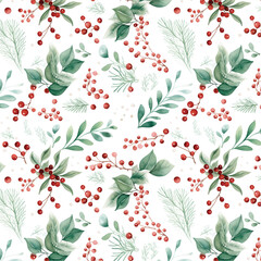 Endless, Seamless, Christmas floral pattern