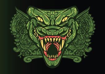 Aggressive wild demon beast head in colorful style vector illustration