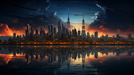 Fototapeta na wymiar Cosmic City Twilight