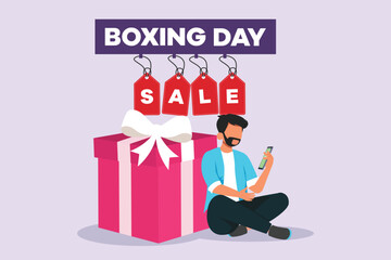 Boxing day sale shopping concept. Colored flat vector illustration isolated.