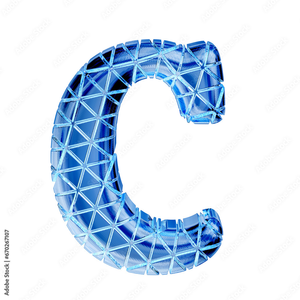 Fototapete blue ice symbol with triangular sections. letter c