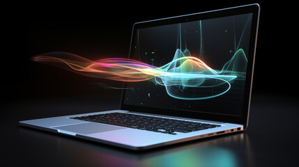 laptop with abstract swirl