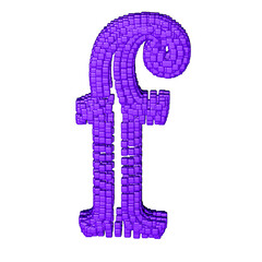 Symbol made of purple cubes. letter f