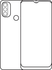 Simple black and white illustration of figure of a telephone – graphic resource for designers