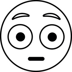 Surprised Blushing Emoji vector Illustration simple black and white - graphic resource