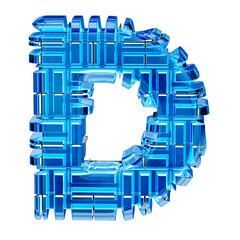 Blue ice transformed symbol. letter d