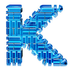 Blue ice transformed symbol. letter k