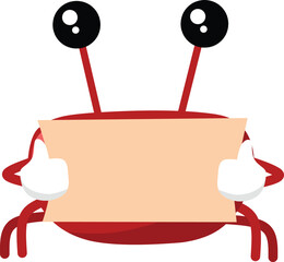 Crabs Mascot Character Cartoon Hold Empty Paper Vector Illustration