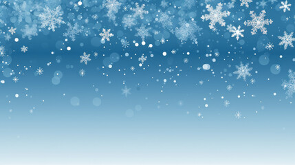 Fototapeta premium Winter background with snowflakes and bokeh. Illustration.