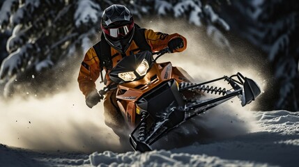 Snowmobilers kicking up powder on a thrilling ride
