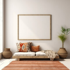 empty frame on a modern living room wall