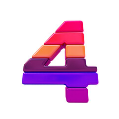 Color symbol made of horizontal blocks. number 4