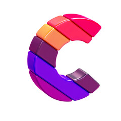 Color symbol made of diagonal blocks. letter c