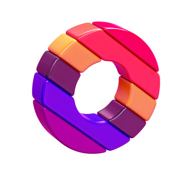 Color symbol made of diagonal blocks. letter o