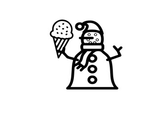 snowman holding ice cream corn