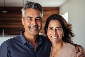 adult couple happy expression at new home. ai generated