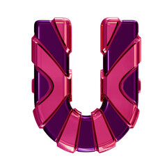Black symbol with pink vertical straps. letter u