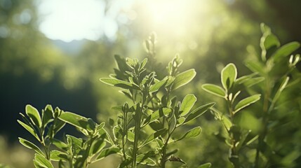 Silverleaf Sage in a lush forest, dappled in soft sunlight.