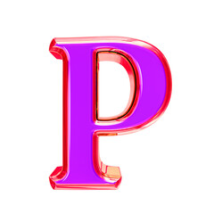 Purple symbol in a pink frame. letter p