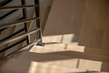 indoor staircase and railings details close-up