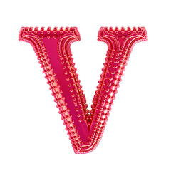 Small spheres on the pink symbol. letter v