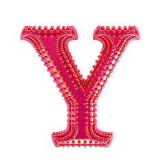 Small spheres on the pink symbol. letter y