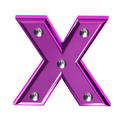 Purple symbol with metal rivets. letter x