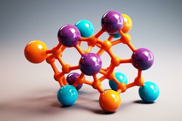 3D rendering of huperzine a alkaloid molecule with atom spheres in conventional color coding. Generative AI