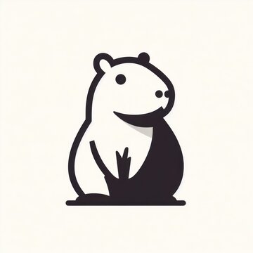 Images of capybaras, minimalist logos and illustrations of capybaras for stikers, advertisements, printed polo shirts, posing capybaras