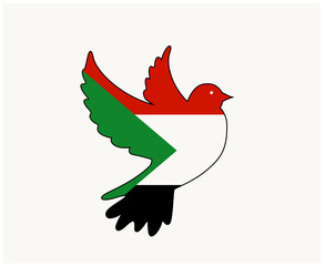Sudan Flag dove of peace Emblem Symbol Abstract Africa country Vector illustration Design