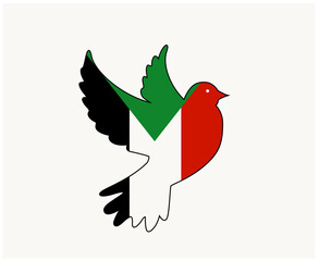 Sudan dove of peace Flag Emblem Symbol Abstract Africa country Vector illustration Design