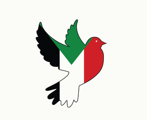 Sudan dove of peace Flag Emblem Symbol Abstract Africa country Vector illustration Design