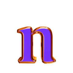 Blue symbol in a redheaded frame. letter n
