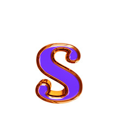 Blue symbol in a redheaded frame. letter s
