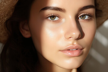 close up portrait of a woman with healthy skin