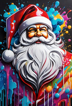 Splash art Santa Claus background for graffiti style Christmas card