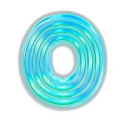 Turquoise luminous symbol. number 0
