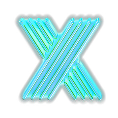 Turquoise luminous symbol. letter x