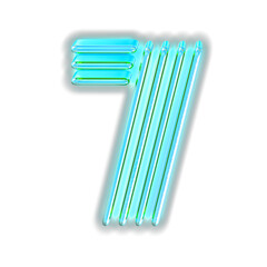 Turquoise luminous symbol. number 7