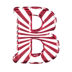 White symbol with red straps. letter b