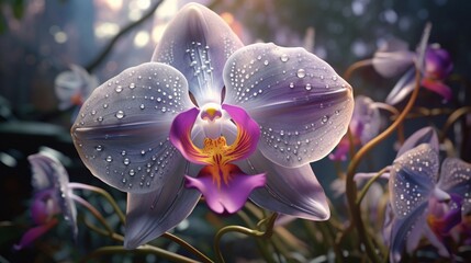 The intricate details of an Aurora Orchid in realistic