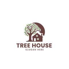 Vector creative nature house logo design house and tree vector illustration for your company 