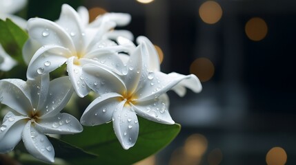 A close-up of a single perfect Stardust Stephanotis flower, its delicate petals and intricate details in stunning