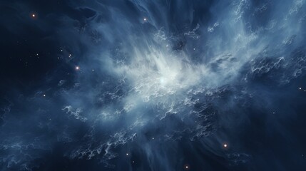 A close-up of Nebula Nigella's interstellar clouds, with radiant stars embedded within. - obrazy, fototapety, plakaty
