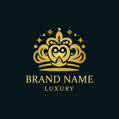 Fototapeta premium Vector modern creative golden luxury crown concept logo design template 