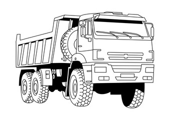 Dump truck vector drawing transparent background