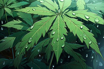 Illustration of Cannabis Leaves as Background