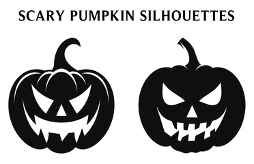 Black Scary Pumpkins Vector Clipart Bundle, Halloween pumpkin silhouette Set