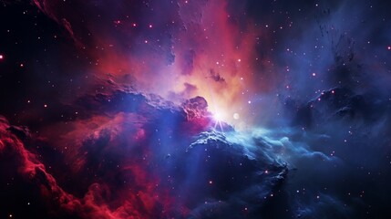 A cosmic vista showcasing the interplay of light and color in Nebula Nigella's heart. - obrazy, fototapety, plakaty